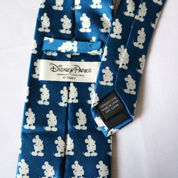 DISNEY Parks 100% Silk Neck Tie Blue Mickey Mouse Collectible Mens Formal - Picture 4 of 8